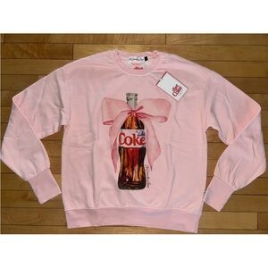 NEW! NWT THE LAUNDRY ROOM Diet Coke Bow Short Jumper Sweatshirt Pink Size XS